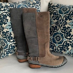 Sorel Tan and Grey Waterproof Riding Boots